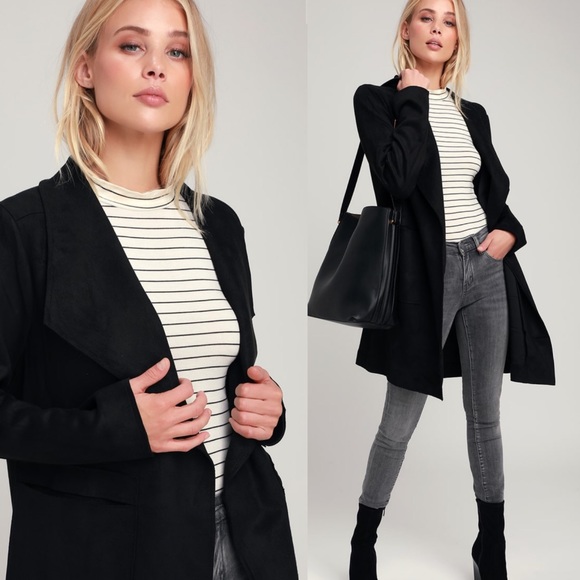 Jackets & Blazers - LAST ONE! Black Vegan Suede Coatigan